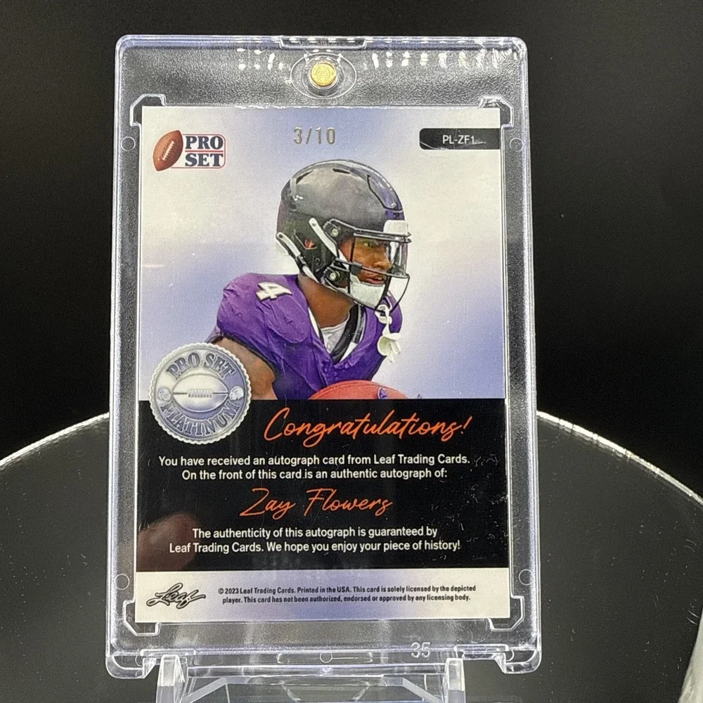 2023 Leaf Pro Set Platinum Zay Flowers RC Auto Purple Mojo SSP /10 - Ravens